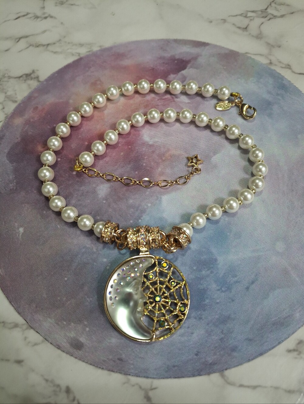 Kirks Folly Moon Web Pearl Necklace